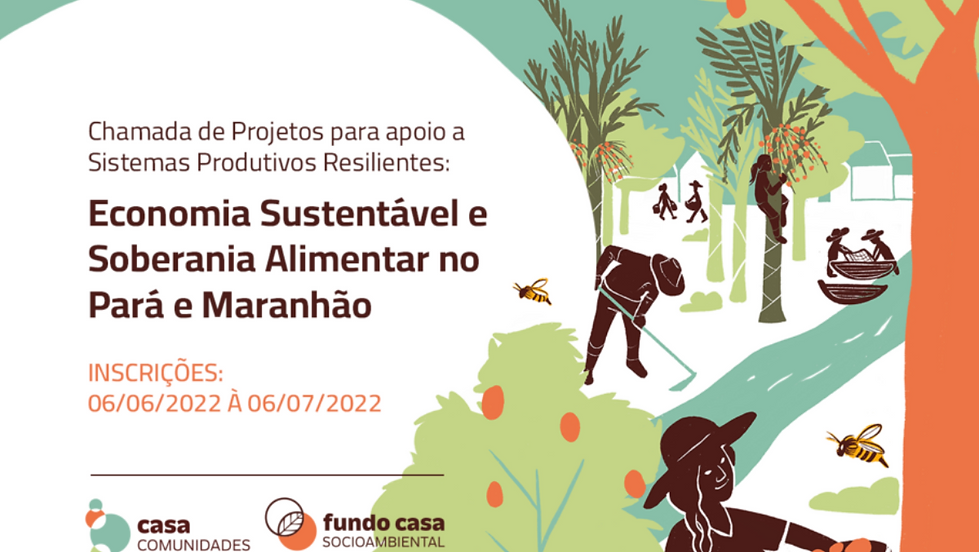Chamada Economia Sustentável e Soberania Alimentar no Pará e Maranhão, do Fundo Casa Socioambiental
